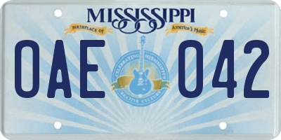 MS license plate OAE042