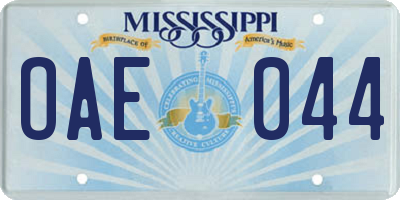 MS license plate OAE044