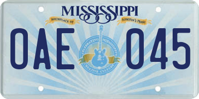 MS license plate OAE045