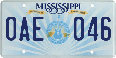 MS license plate OAE046