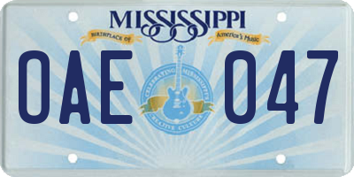 MS license plate OAE047