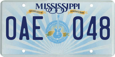 MS license plate OAE048