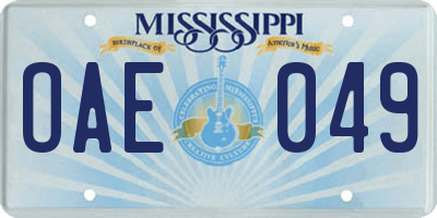 MS license plate OAE049