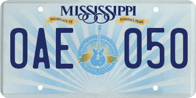 MS license plate OAE050