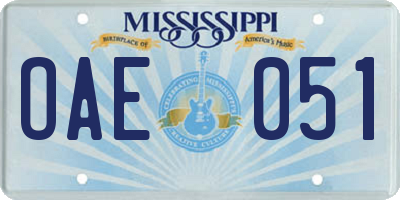 MS license plate OAE051