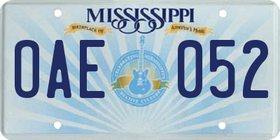 MS license plate OAE052