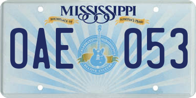 MS license plate OAE053
