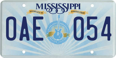 MS license plate OAE054