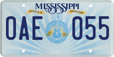 MS license plate OAE055