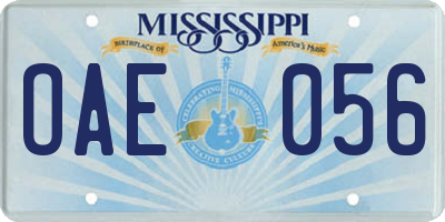 MS license plate OAE056
