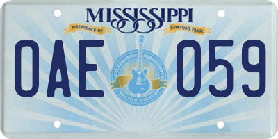 MS license plate OAE059