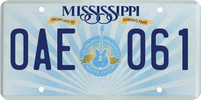 MS license plate OAE061