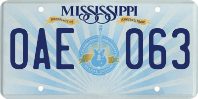 MS license plate OAE063