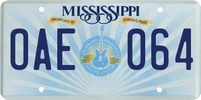 MS license plate OAE064