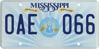 MS license plate OAE066