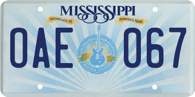 MS license plate OAE067