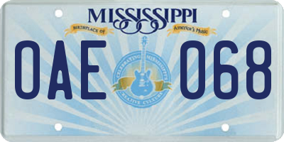 MS license plate OAE068