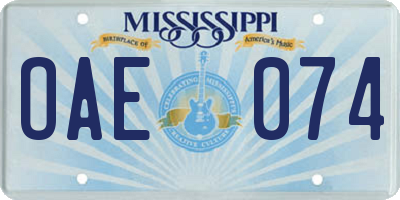 MS license plate OAE074