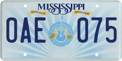 MS license plate OAE075