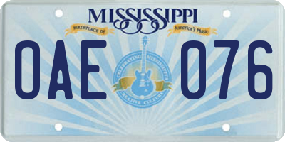 MS license plate OAE076