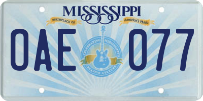 MS license plate OAE077