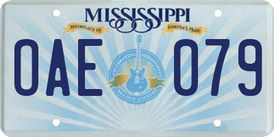 MS license plate OAE079
