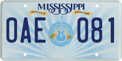MS license plate OAE081
