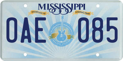 MS license plate OAE085