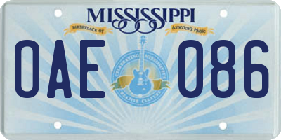 MS license plate OAE086