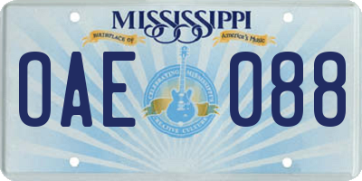 MS license plate OAE088