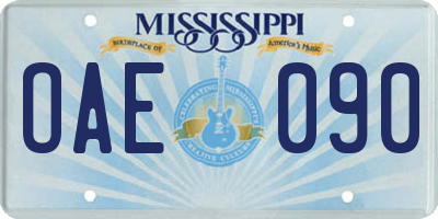 MS license plate OAE090