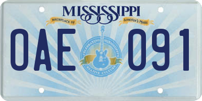 MS license plate OAE091