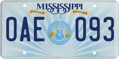MS license plate OAE093
