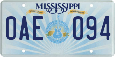 MS license plate OAE094
