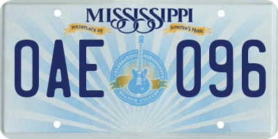 MS license plate OAE096