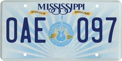 MS license plate OAE097