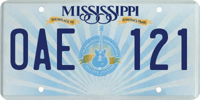 MS license plate OAE121