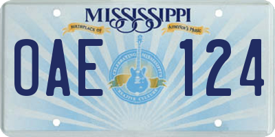 MS license plate OAE124