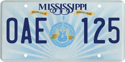 MS license plate OAE125
