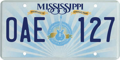 MS license plate OAE127