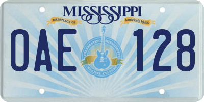 MS license plate OAE128