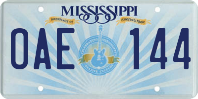 MS license plate OAE144