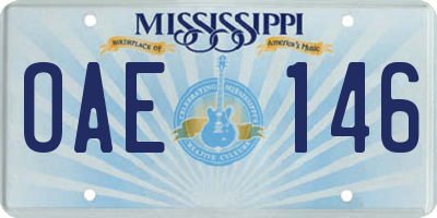 MS license plate OAE146