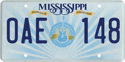 MS license plate OAE148