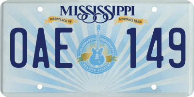 MS license plate OAE149