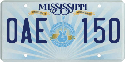 MS license plate OAE150