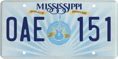 MS license plate OAE151