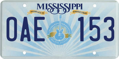 MS license plate OAE153