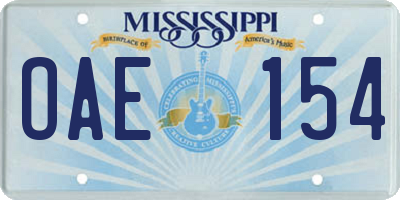 MS license plate OAE154