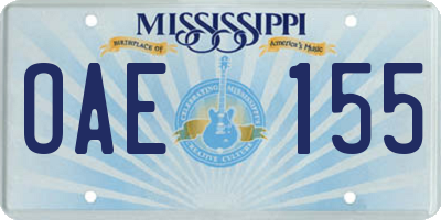 MS license plate OAE155
